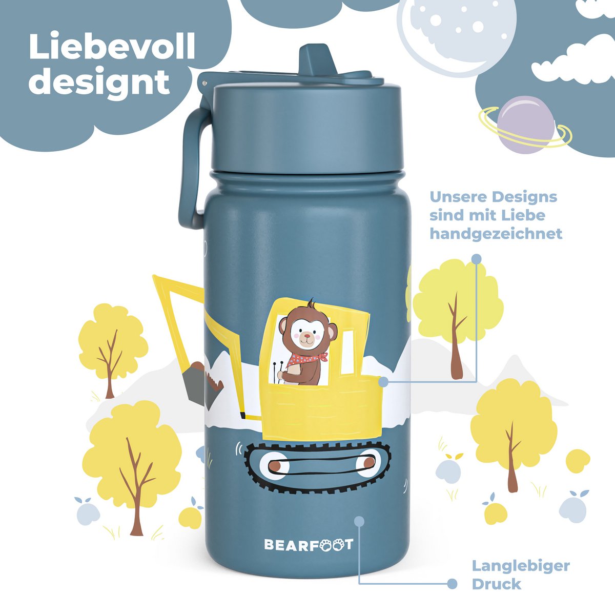 Thermo kinderdrinkfles RVS - graafmachine Joy&Bloom