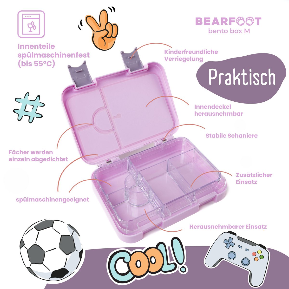 Kinderlunchbox met vakken, lunchbox, bentobox - paars Joy&Bloom