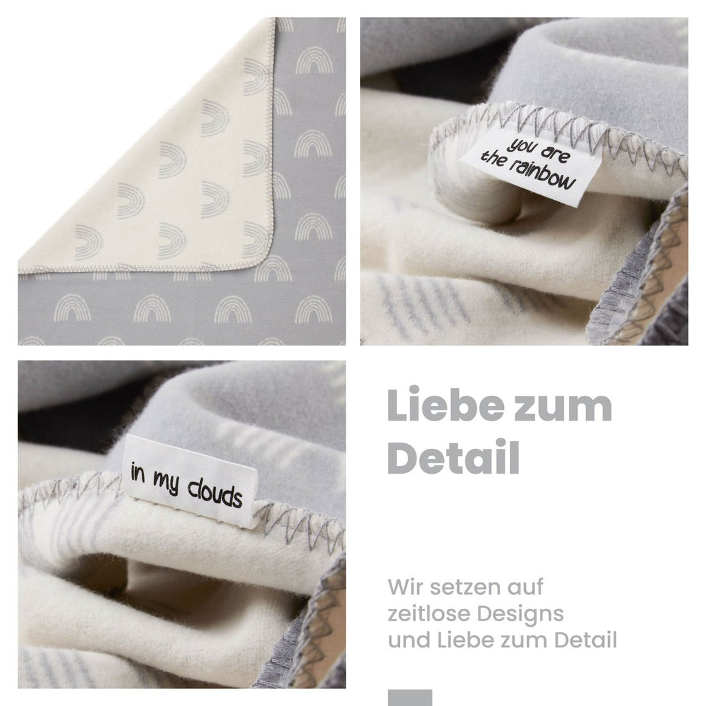 Babydeken biologisch katoen, Made in Germany, regenboog - grijs Joy&Bloom