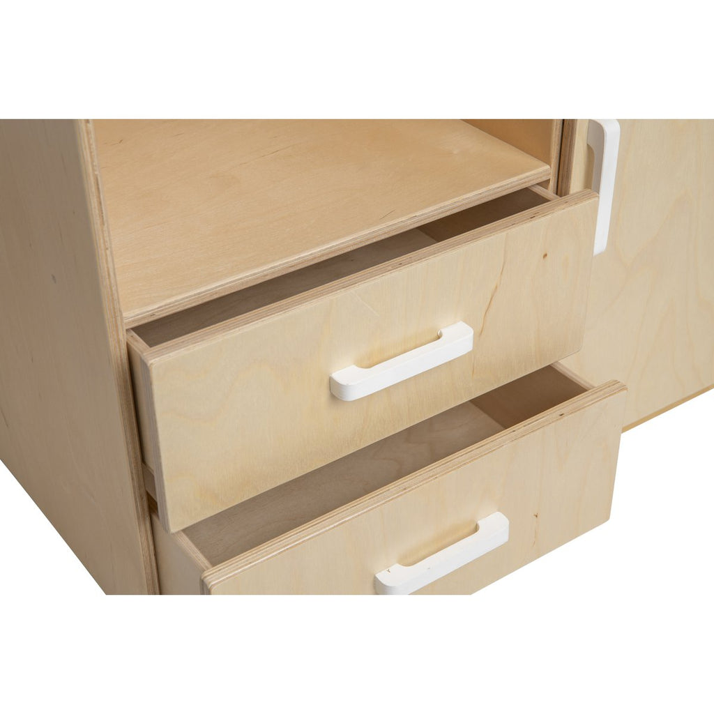 Van Dijk Toys houten poppencommode / poppen commode - Naturel met wit (Kinderopvang kwaliteit) Joy&Bloom