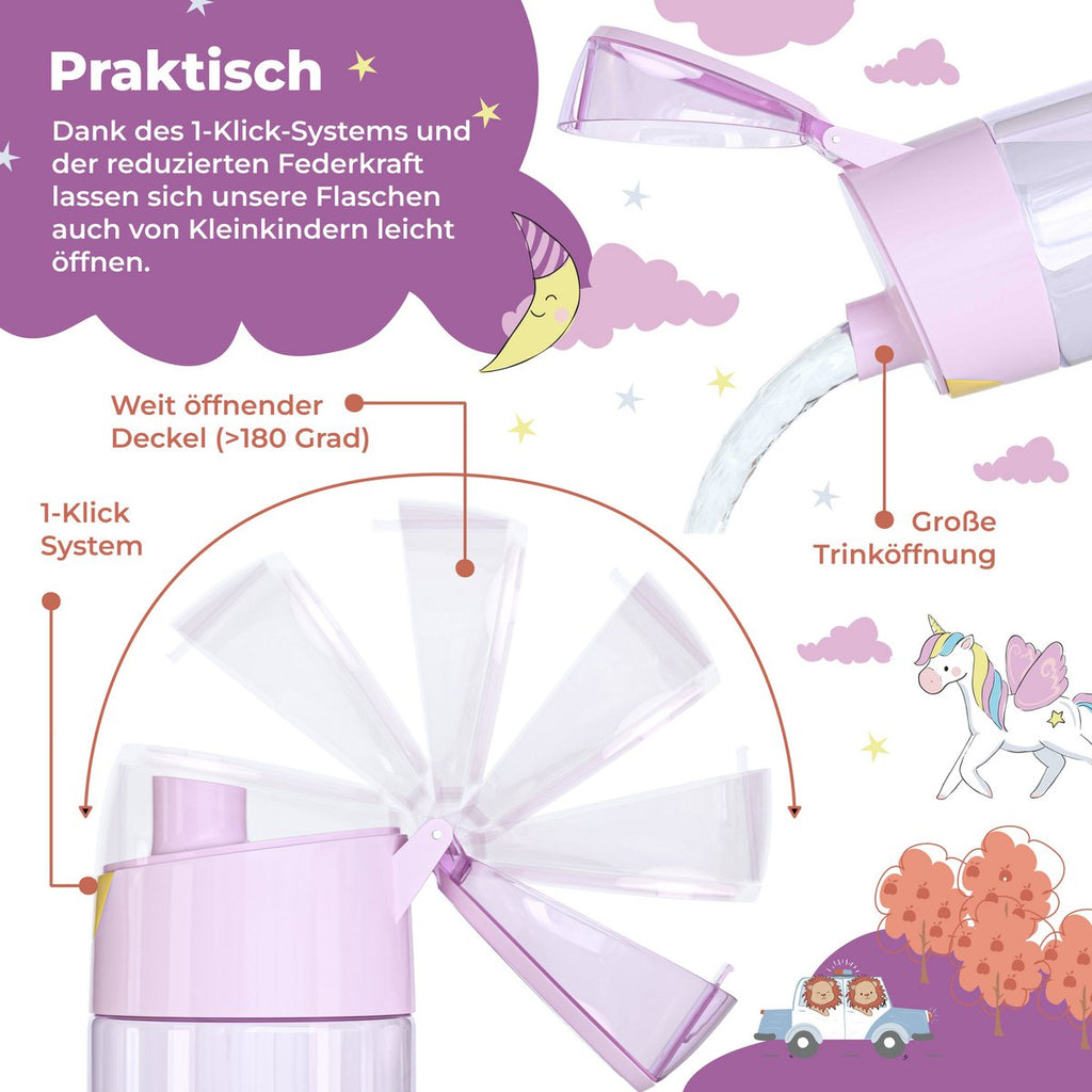 Kinderwaterfles, lichte waterfles - eenhoorn Joy&Bloom