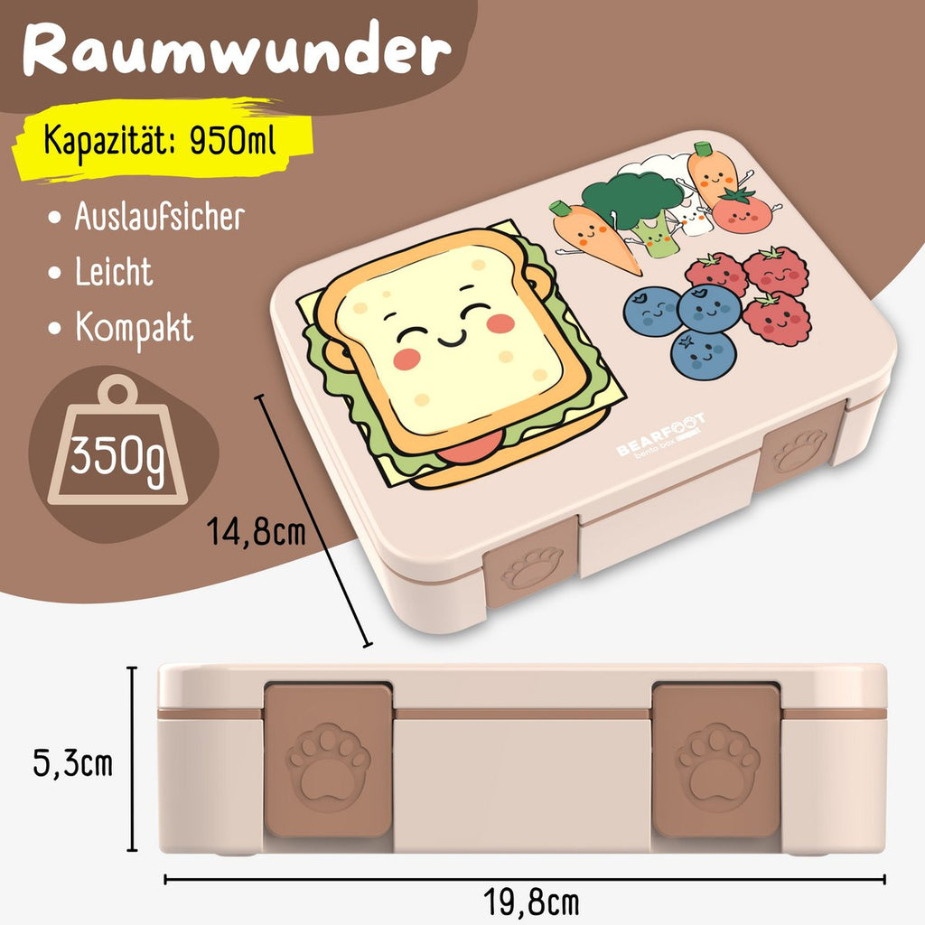 Lunchbox met compartimenten, licht en lek -proof -Sandwich Brown Joy&Bloom