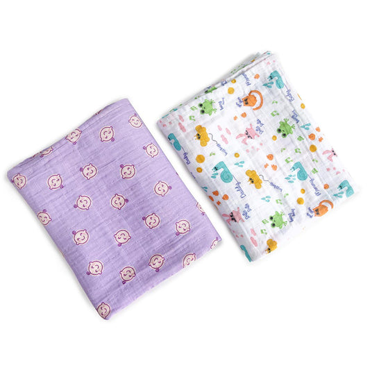 Milk&Moo mousseline overtrekset van 2 Milk&Moo Friends Joy&Bloom