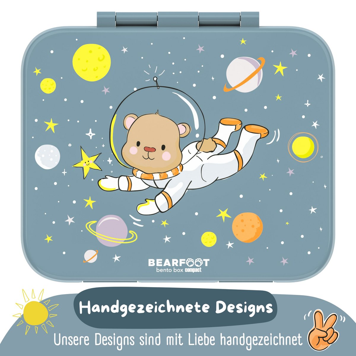Lunchbox kan met compartimenten, licht en lek - berenblauw Joy&Bloom