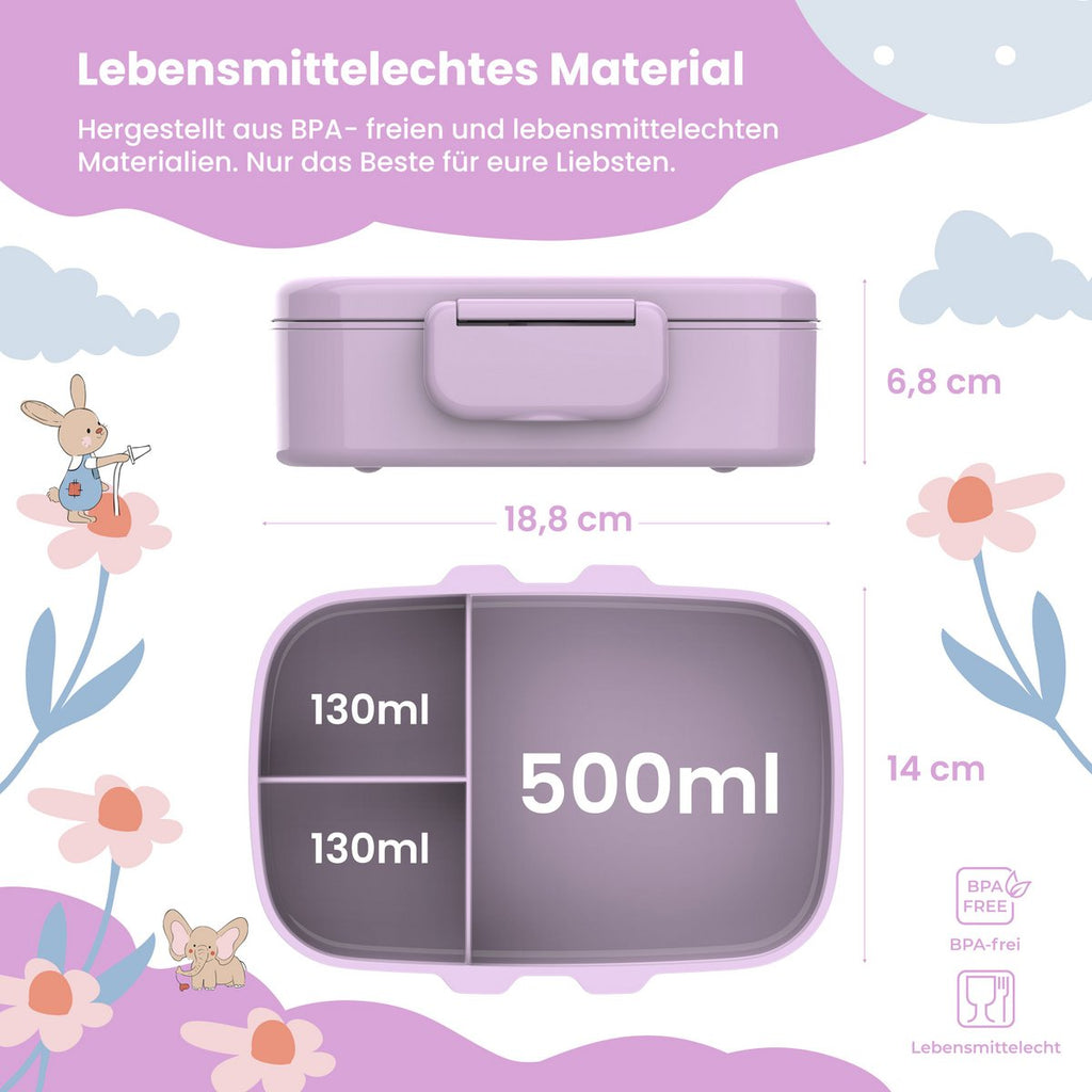 Kinderlunchbox met vakken, licht en lekvrij - Lama/alpaca Joy&Bloom