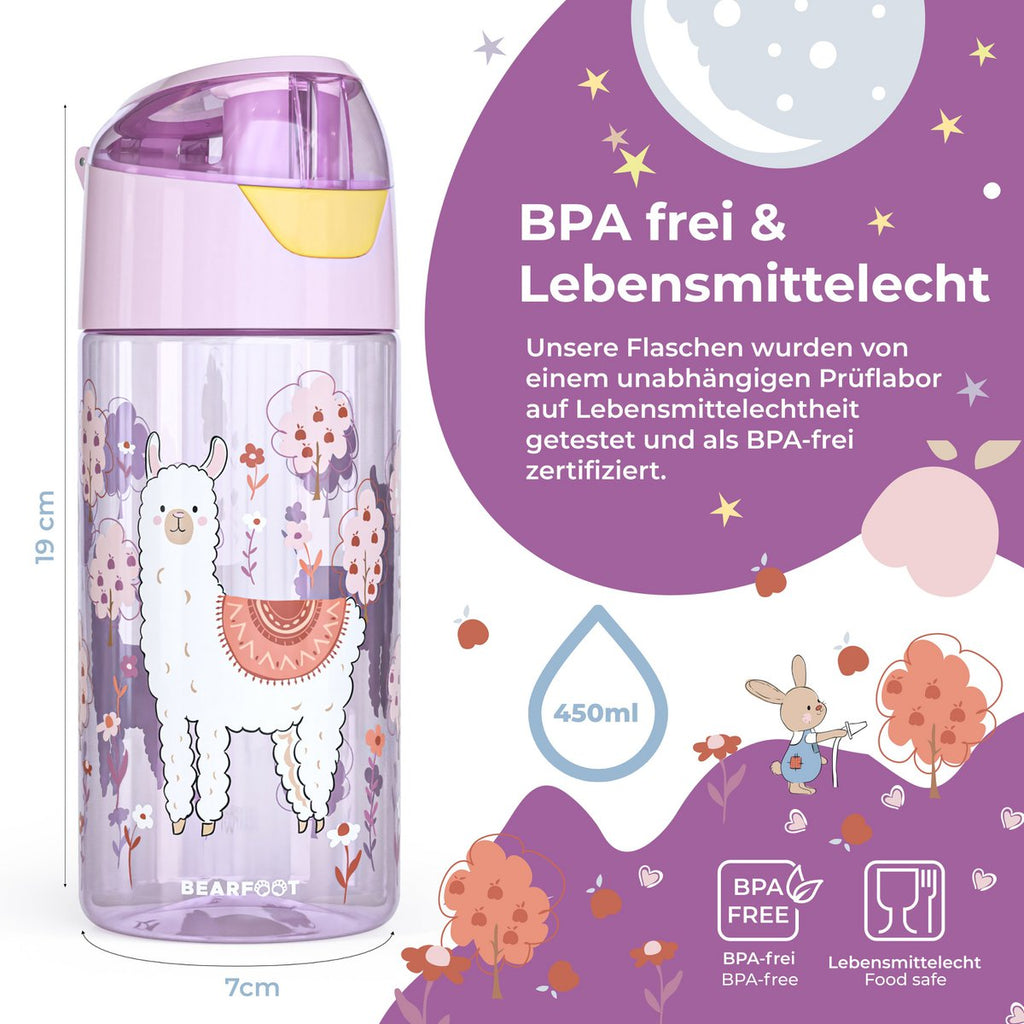Kinderwaterfles, lichtgewicht waterfles - lama Joy&Bloom