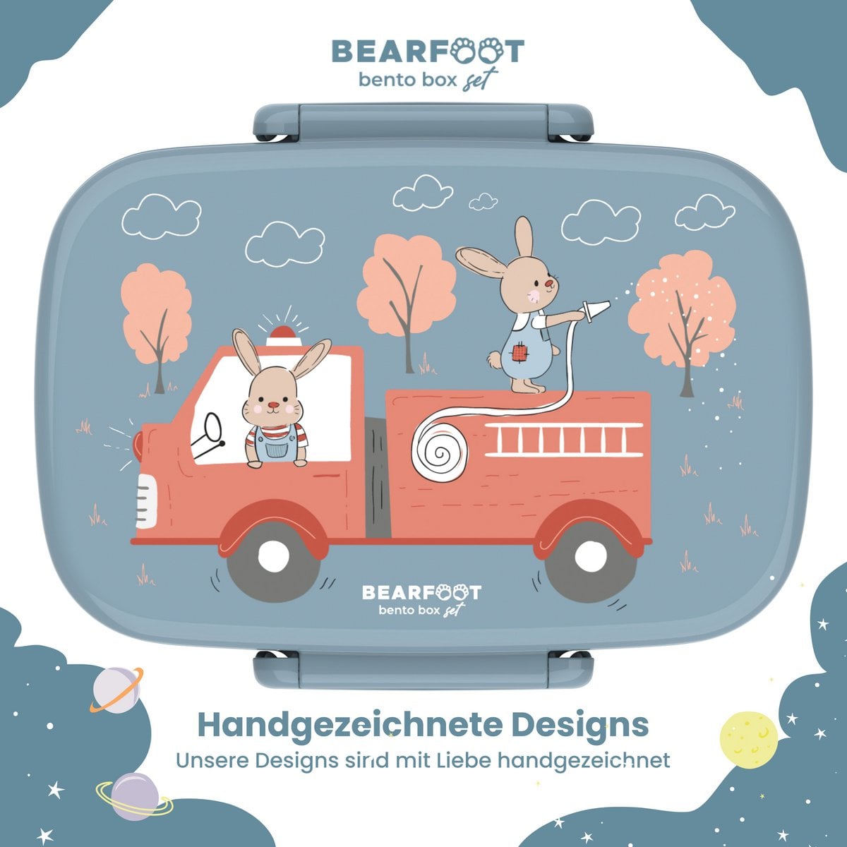 Kinderlunchbox met vakken, licht en lekvrij - brandweer Joy&Bloom