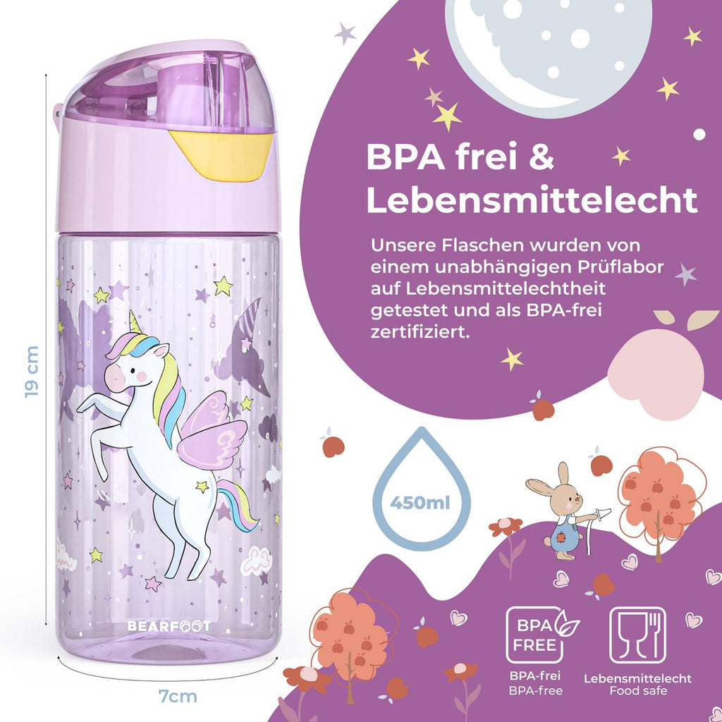 Kinderwaterfles, lichte waterfles - eenhoorn Joy&Bloom
