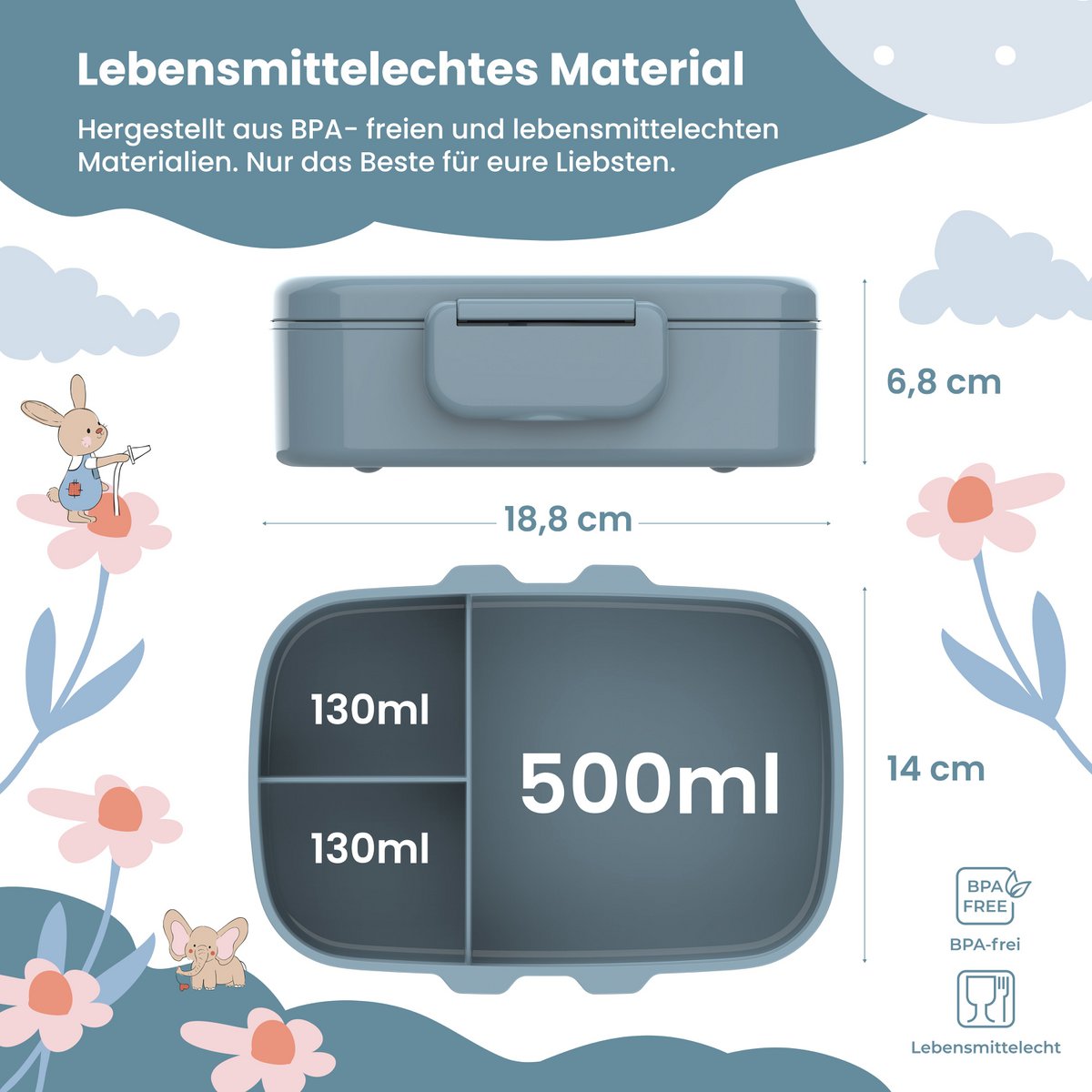 Kinderlunchbox met vakken, licht en lekvrij - hond, cat