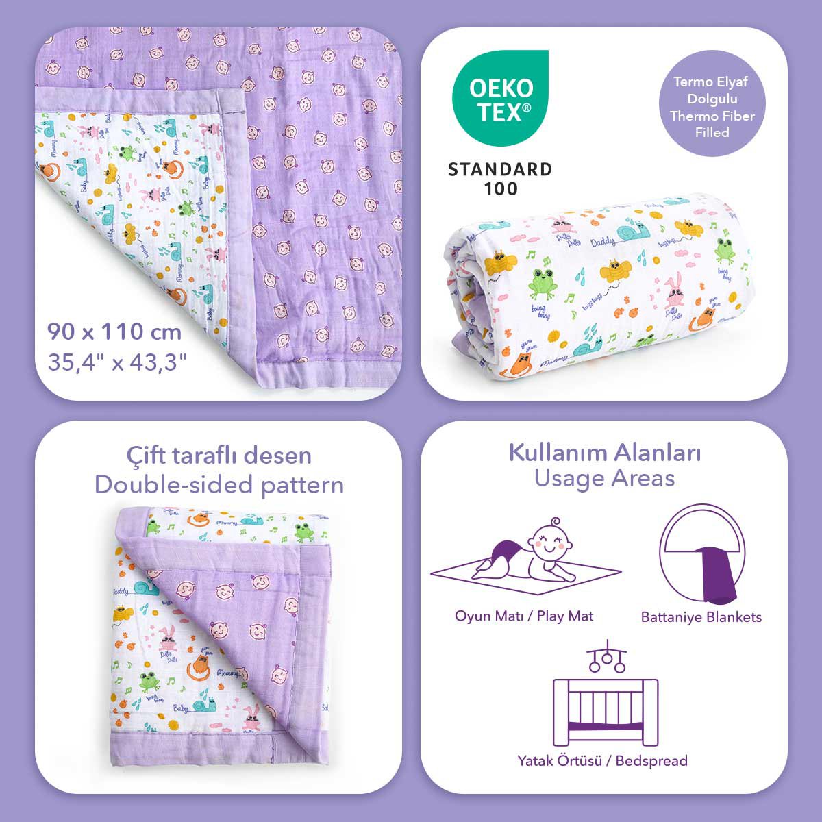 Milk&Moo Mousseline Deken Met vezels gevuld Milk&Moo Friends Joy&Bloom