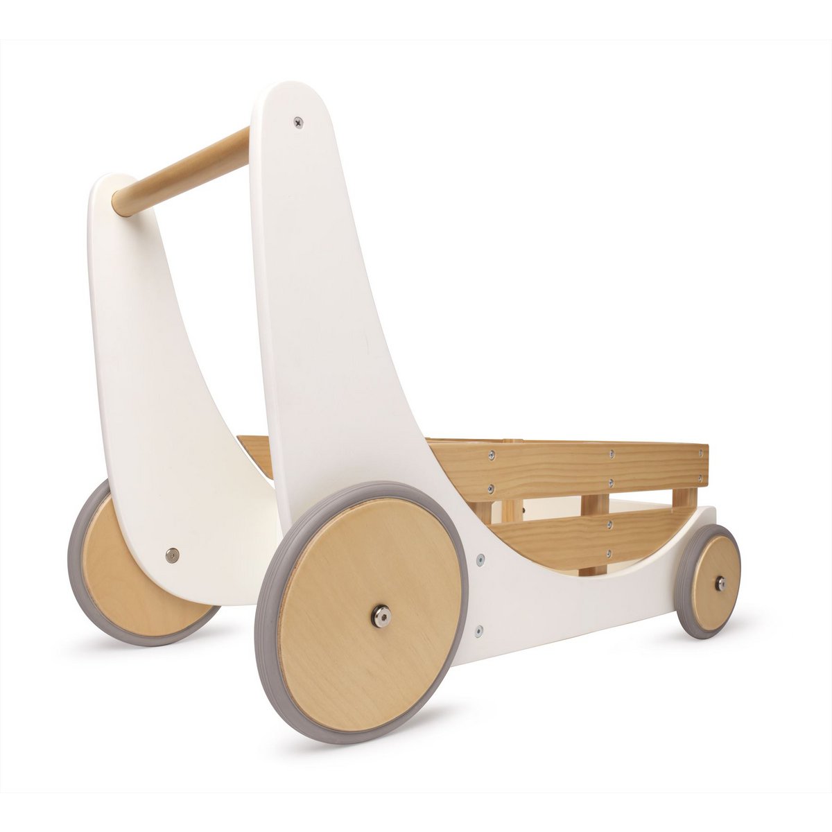 Kinderfeets 2-in-1 houten opbergkar & loopwagen - Wit Joy&Bloom