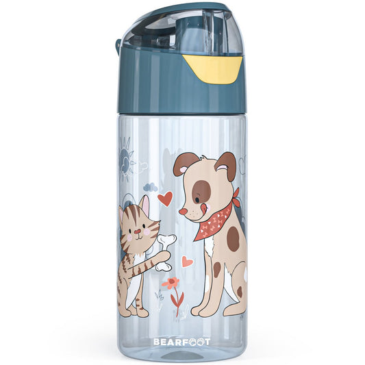 Drinkfles kinder lichtgewicht waterfles - hond & kat blauw Joy&Bloom