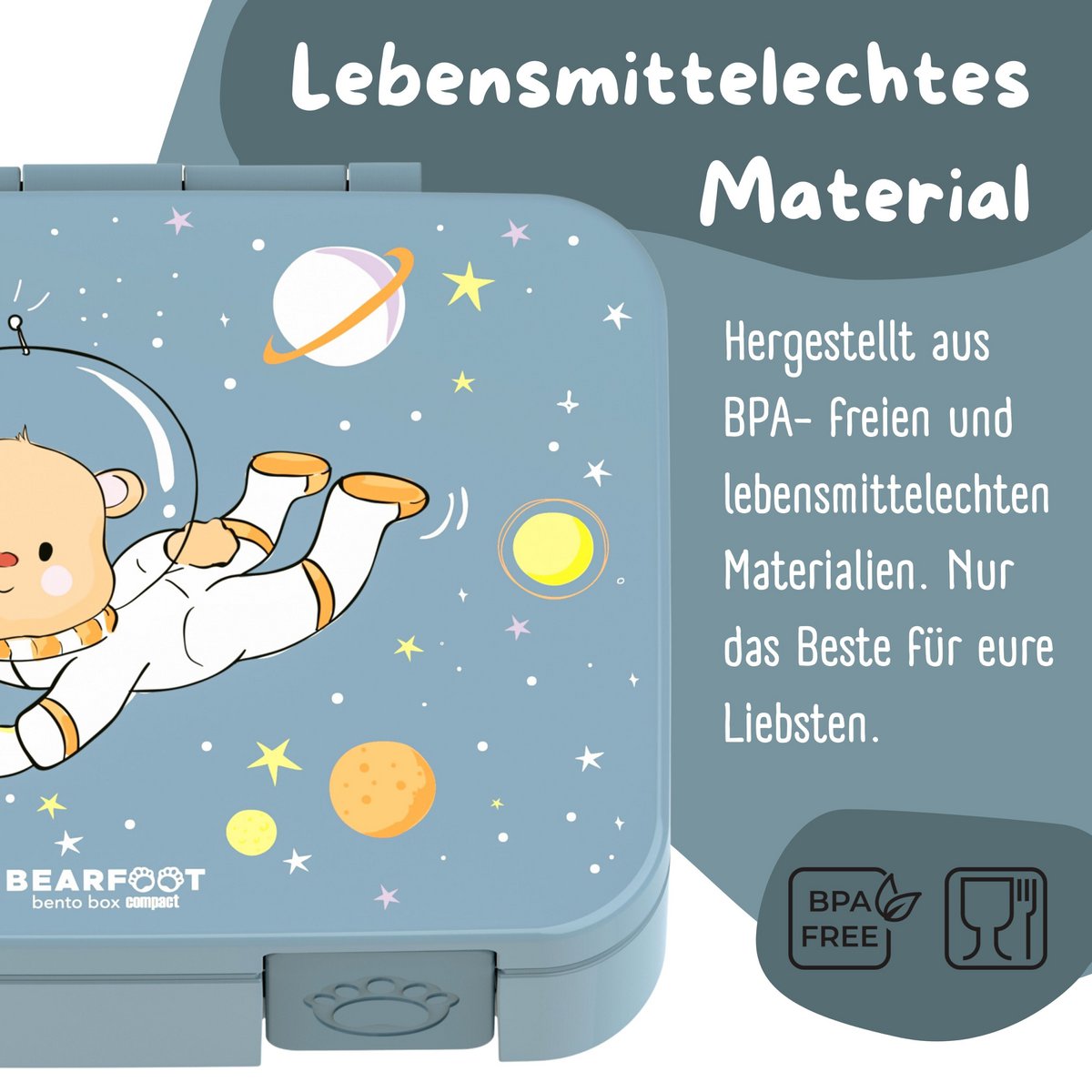 Lunchbox kan met compartimenten, licht en lek - berenblauw Joy&Bloom