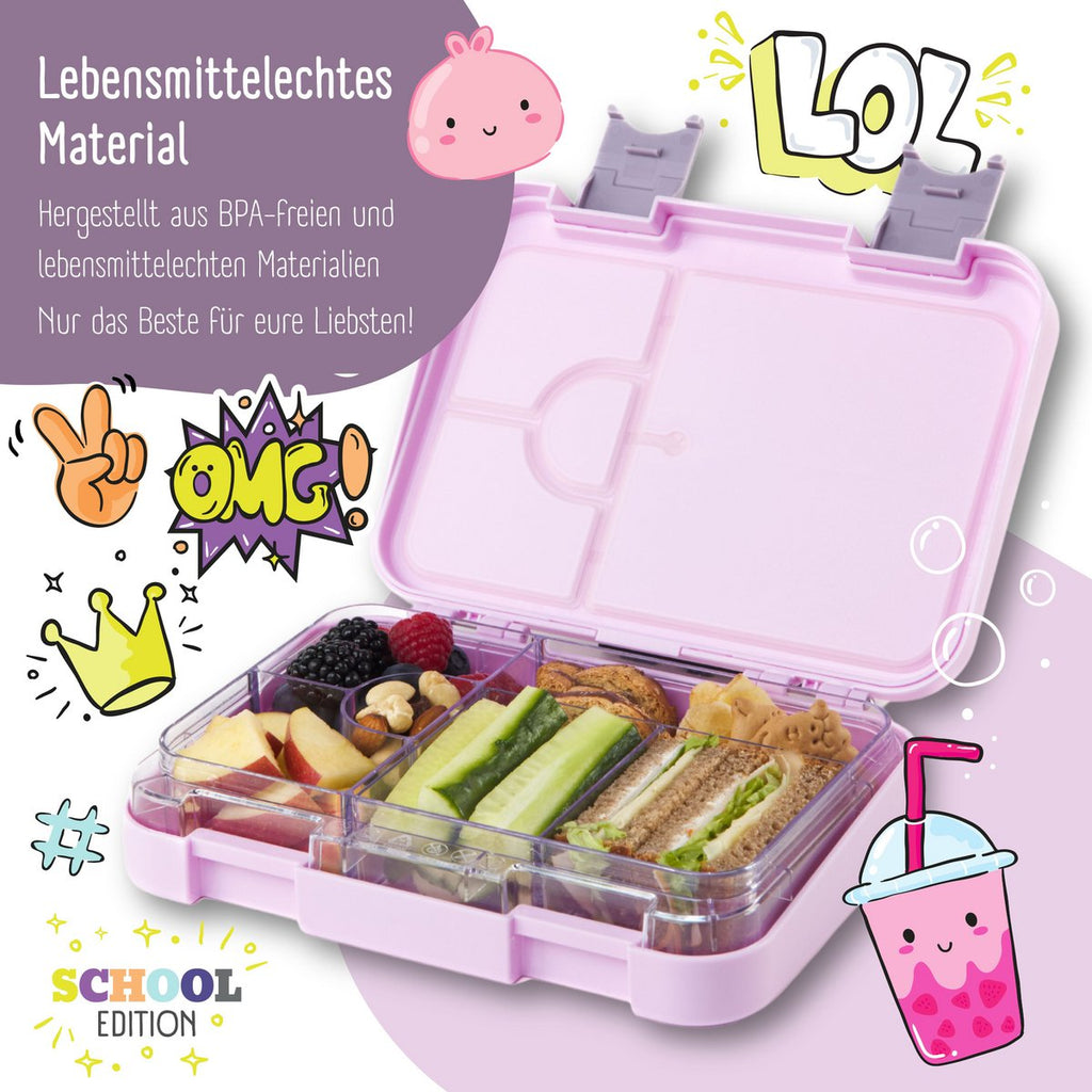 Kinderlunchbox met vakken, lunchbox, bentobox - paars Joy&Bloom