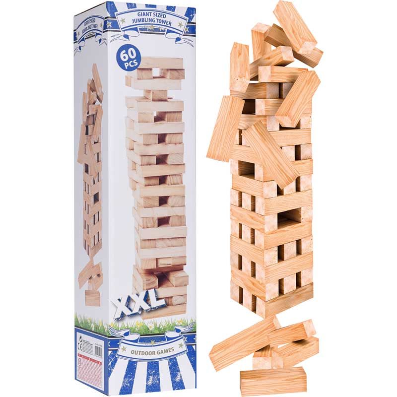 Outdoor Games Stapeltoren Xxl - Hout - 60 Delig