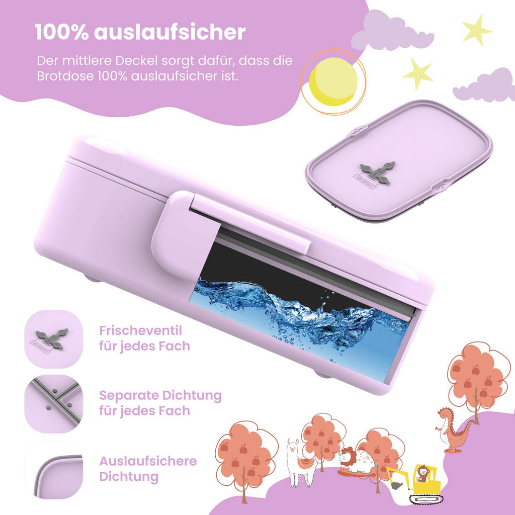 Kinderlunchbox met vakken, licht en lekvrij - Lama/alpaca Joy&Bloom