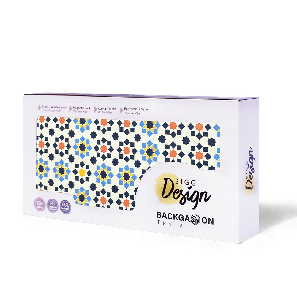 Biggdesign Star Backgammon-set, magnetische sluiting, krasbestendig oppervlak Joy&Bloom