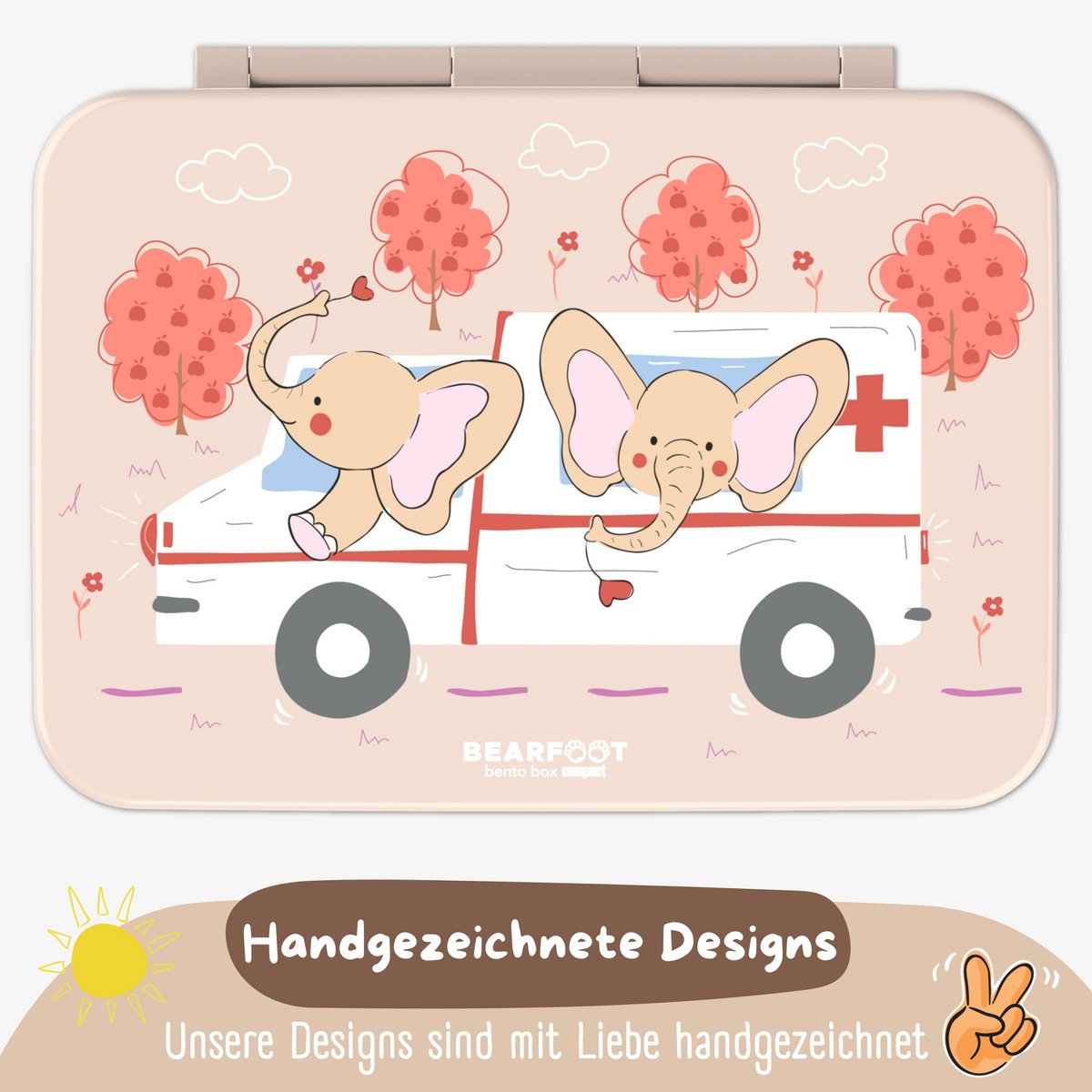 Lunchbox met vakken, licht en lekvrij - ambulance bruin Joy&Bloom