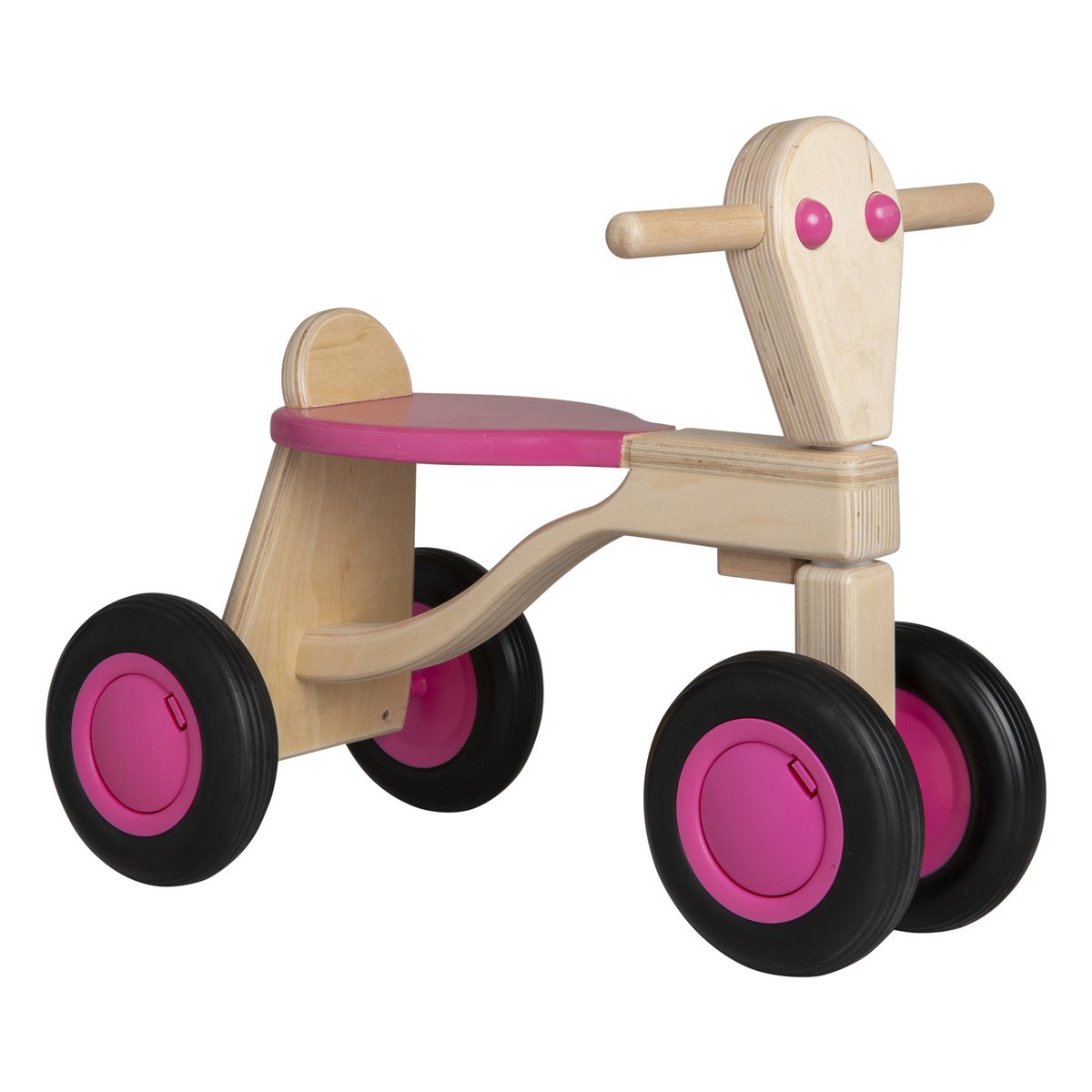 Van Dijk Toys berken houten loopfiets vanaf 1 jaar - Roze Joy&Bloom