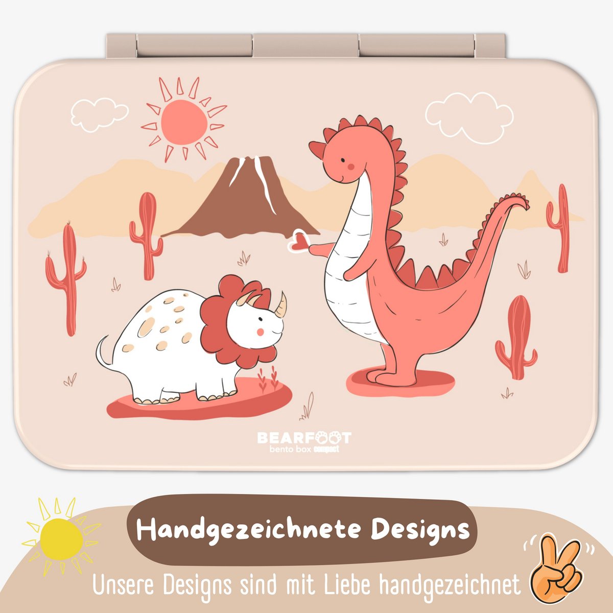 Lunchbox met compartimenten, licht en lek - proof - dino bruin