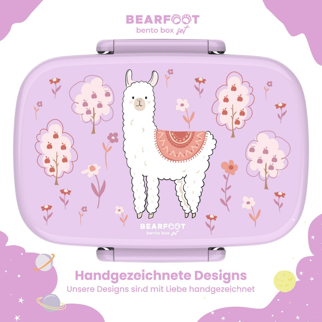 Kinderlunchbox met vakken, licht en lekvrij - Lama/alpaca Joy&Bloom
