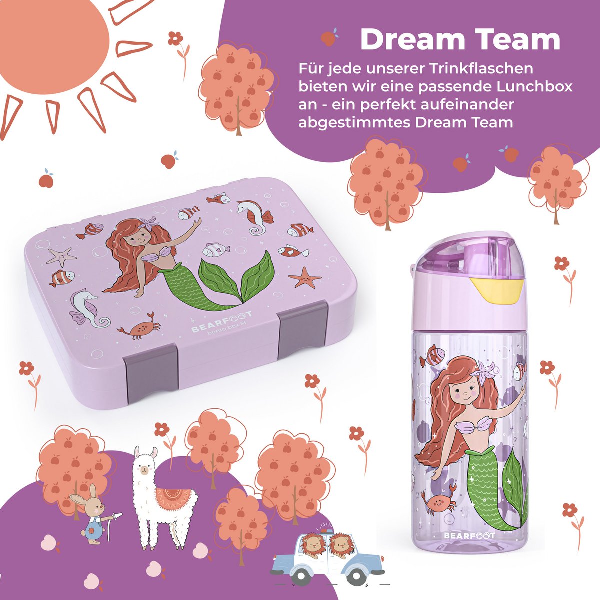 Kinderwaterfles, lichtgewicht waterfles - zeemeermin Joy&Bloom