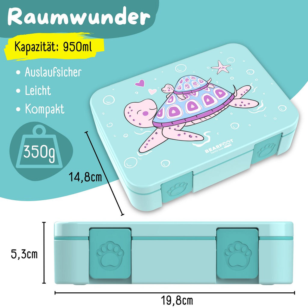 Lunchbox met compartimenten, licht en lek -proof - schildpad Joy&Bloom