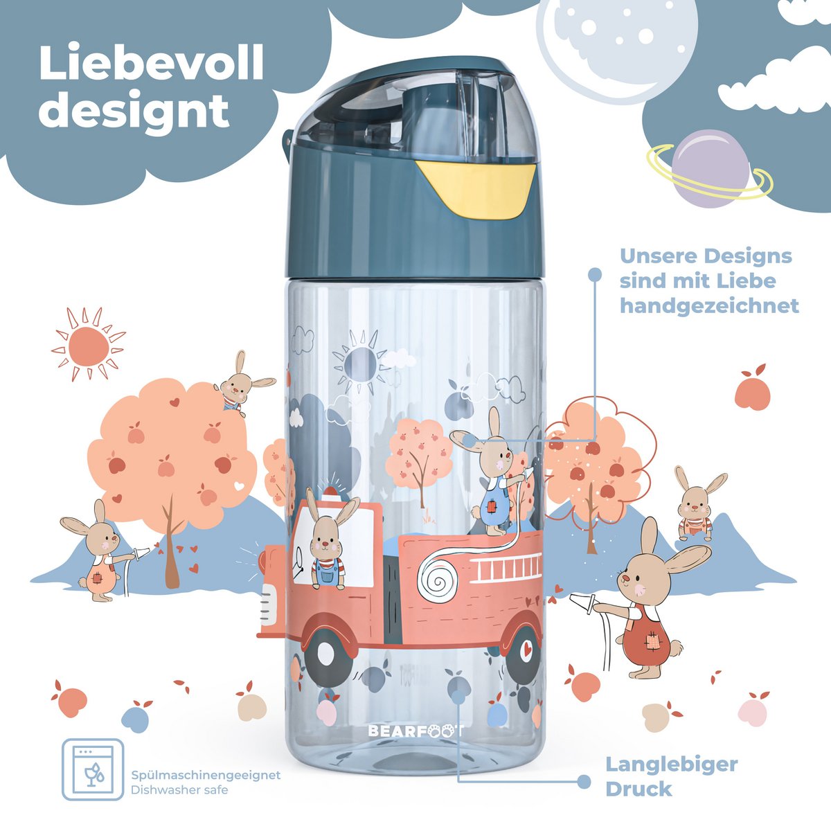 Kinderwaterfles, lichtgewicht waterfles - brandweer Joy&Bloom