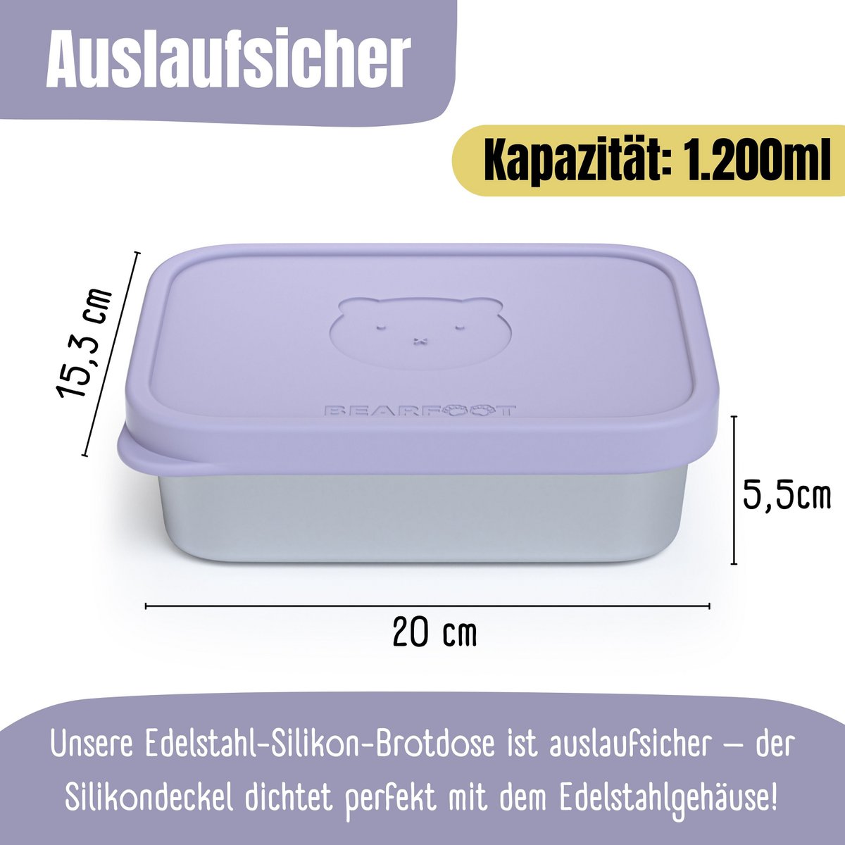 Kinderlunchbox RVS met siliconen inzetstuk - lavendel Joy&Bloom