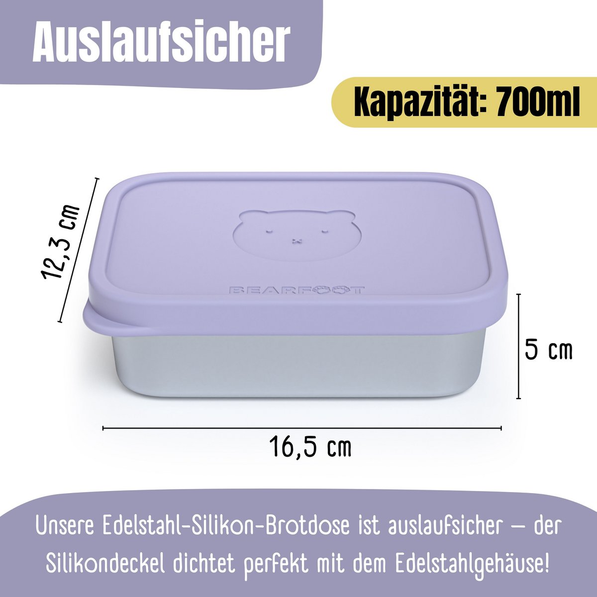 Kinderlunchbox RVS met siliconen inzetstuk - lavendel Joy&Bloom