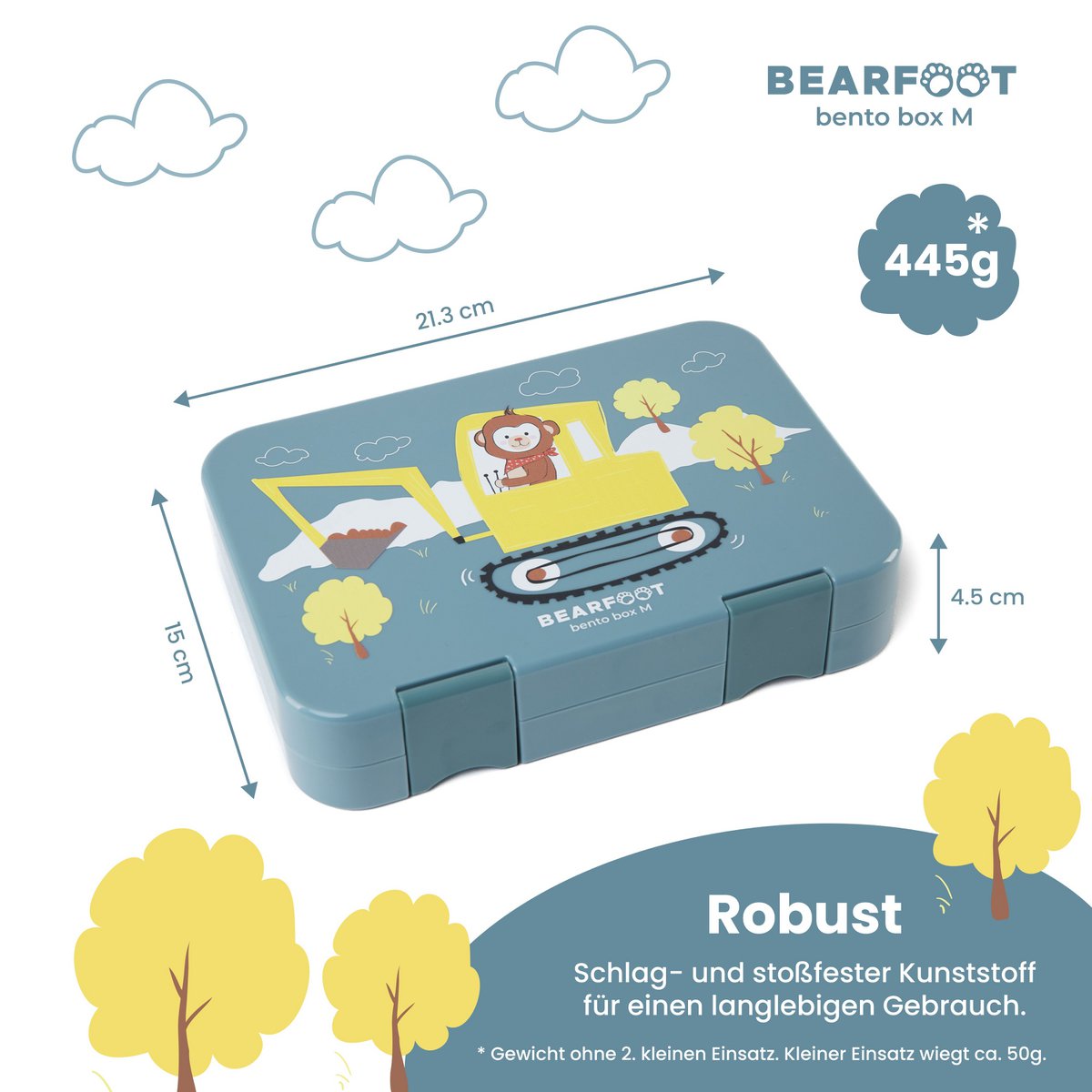 Kinderlunchbox met vakken, lunchbox, bentobox - aap blauw Joy&Bloom