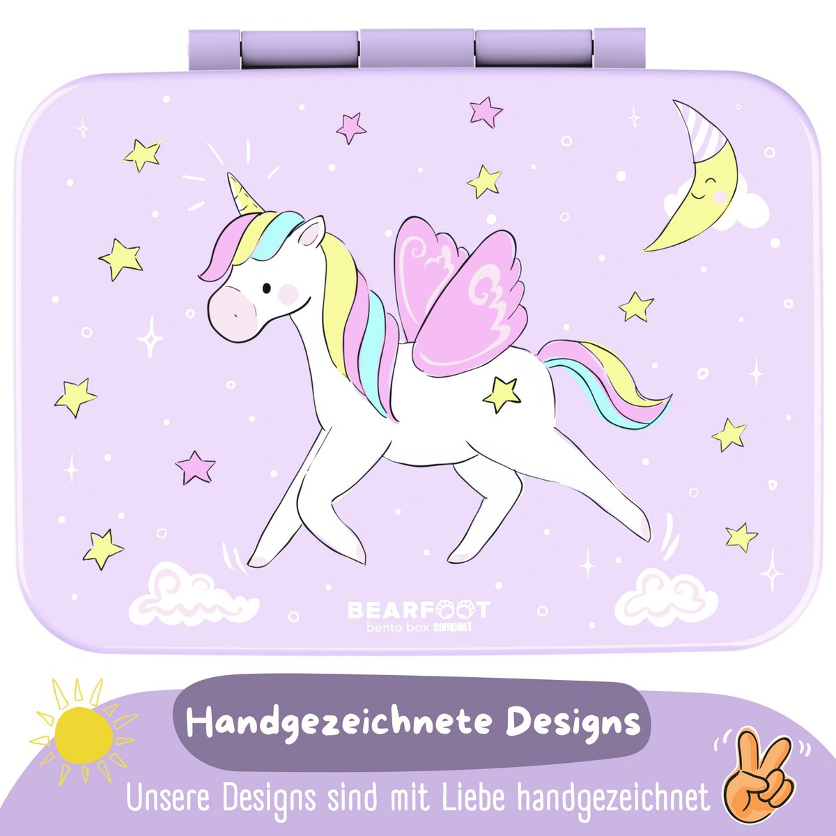 Lunchbox met compartimenten, licht en lek -proof - eenhoorn paars Joy&Bloom