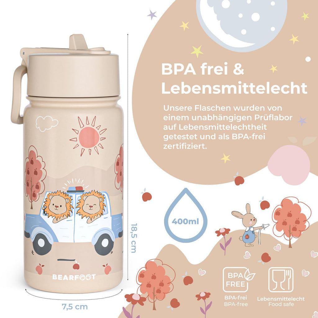 Thermo kinderdrinkfles RVS - politie bruin Joy&Bloom