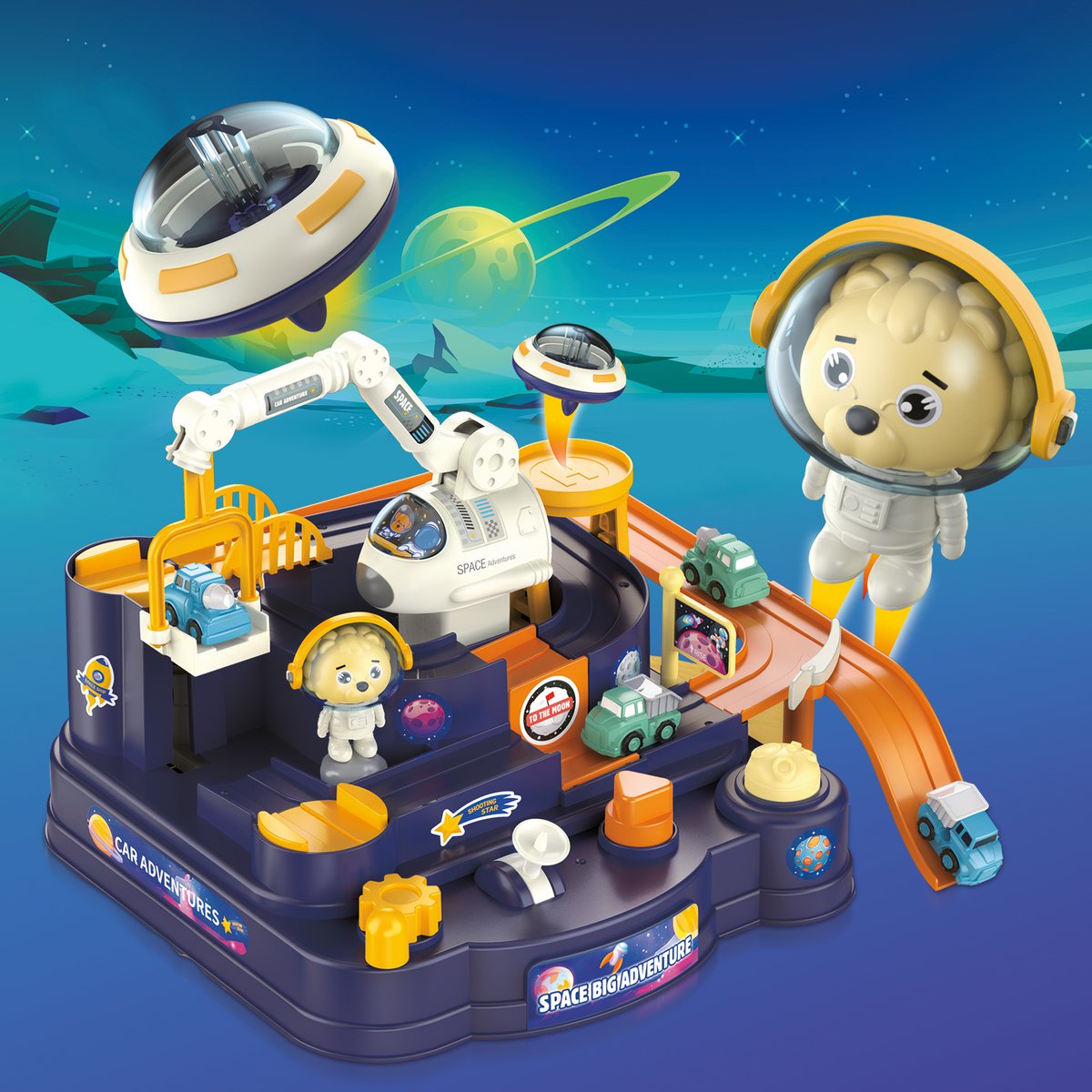 Ogi Mogi Toys ruimteavontuurspeelset met 4 knoppen Joy&Bloom