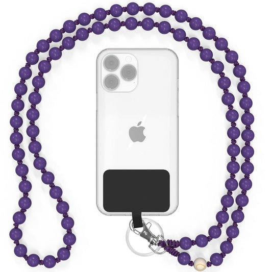 Mobiele telefoonketting universeel, houten kralen, handgemaakt - The Caimito Joy&Bloom