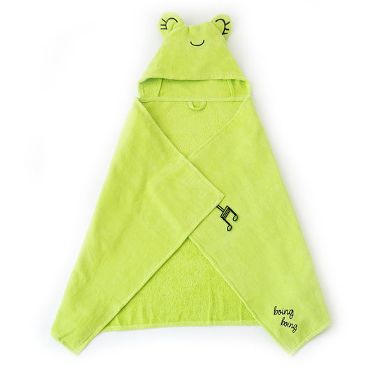 Milk&Moo Cacha Frog 100% katoenen babybadhanddoeken met capuchon, unisex, 27,5x47inc Joy&Bloom