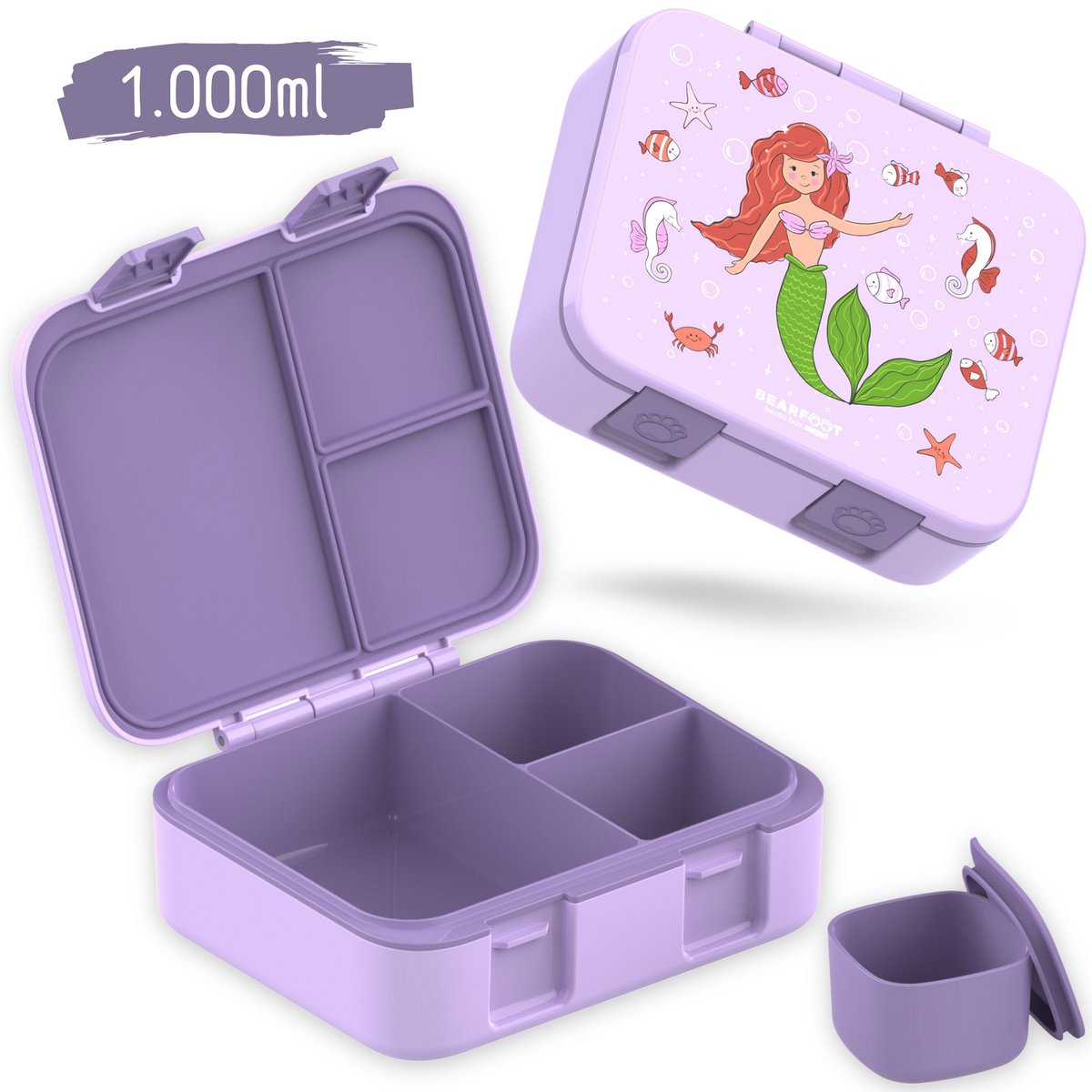 Lunchbox, lek -proof - zeemeermin lila