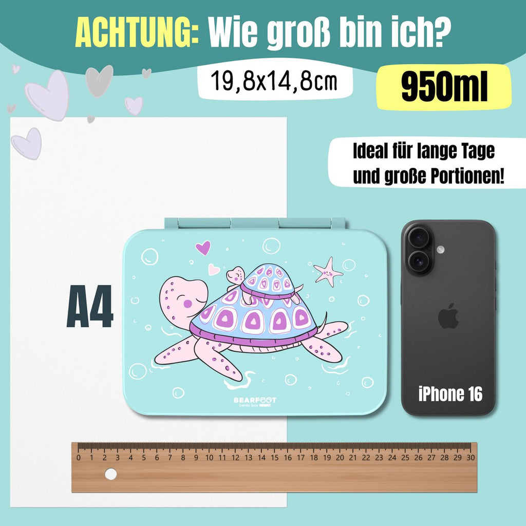 Lunchbox met compartimenten, licht en lek -proof - schildpad Joy&Bloom