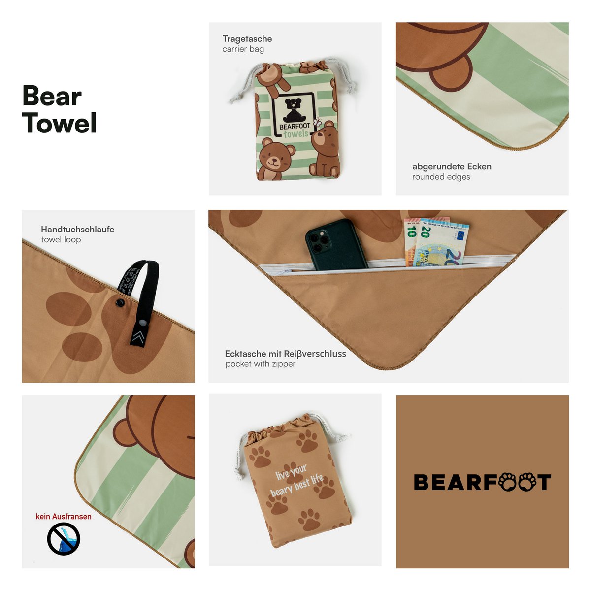 Beer strandhanddoek - microvezel Joy&Bloom