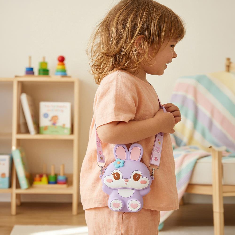 Ogi Mogi Toys Purple Bunny Kleurrijke Ronde Schoudertas Joy&Bloom