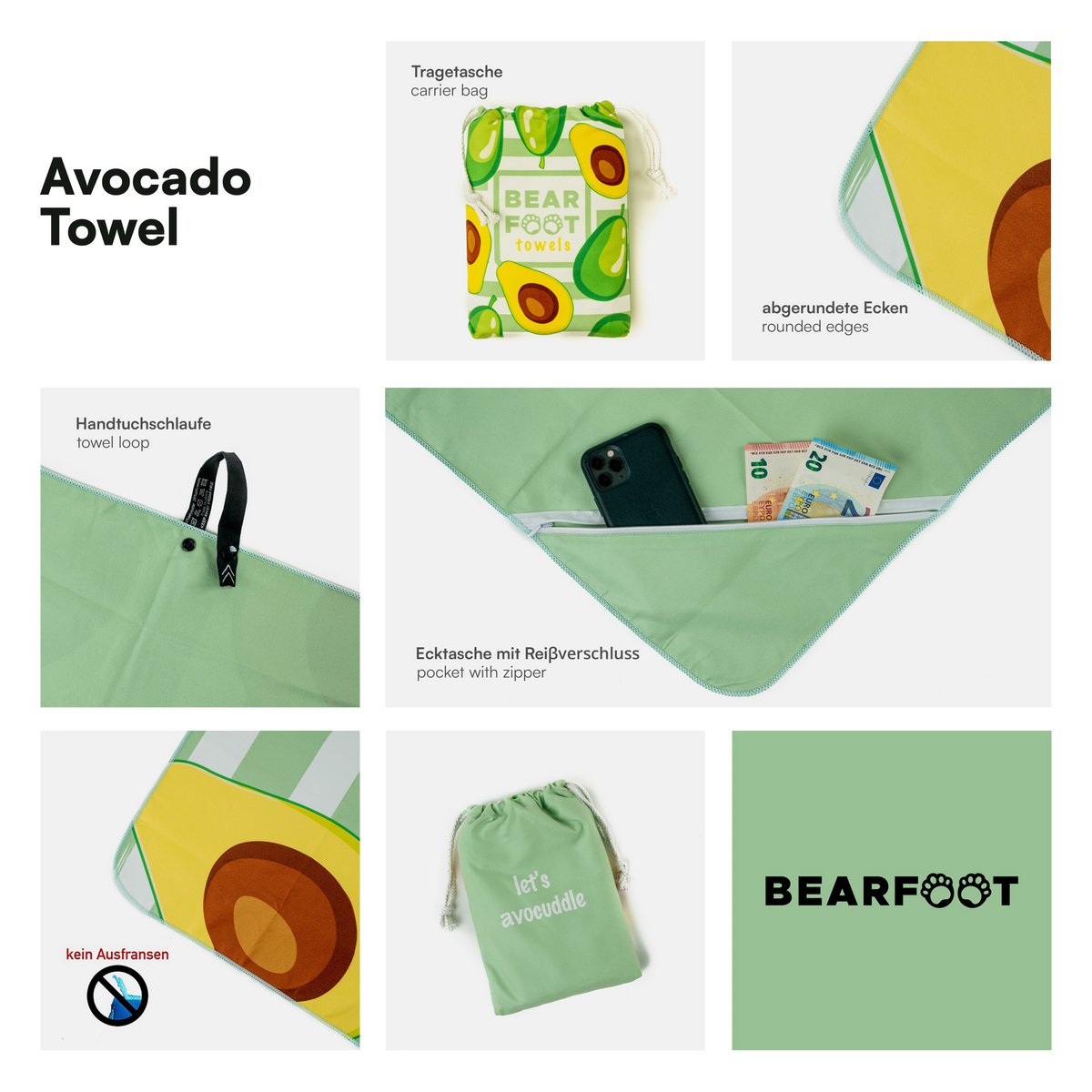 Avocado-strandlaken - microvezel Joy&Bloom