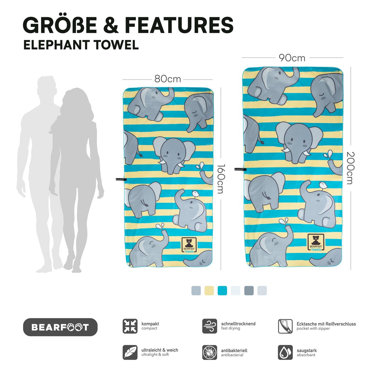 Elephant strandhanddoek - microvezel Joy&Bloom
