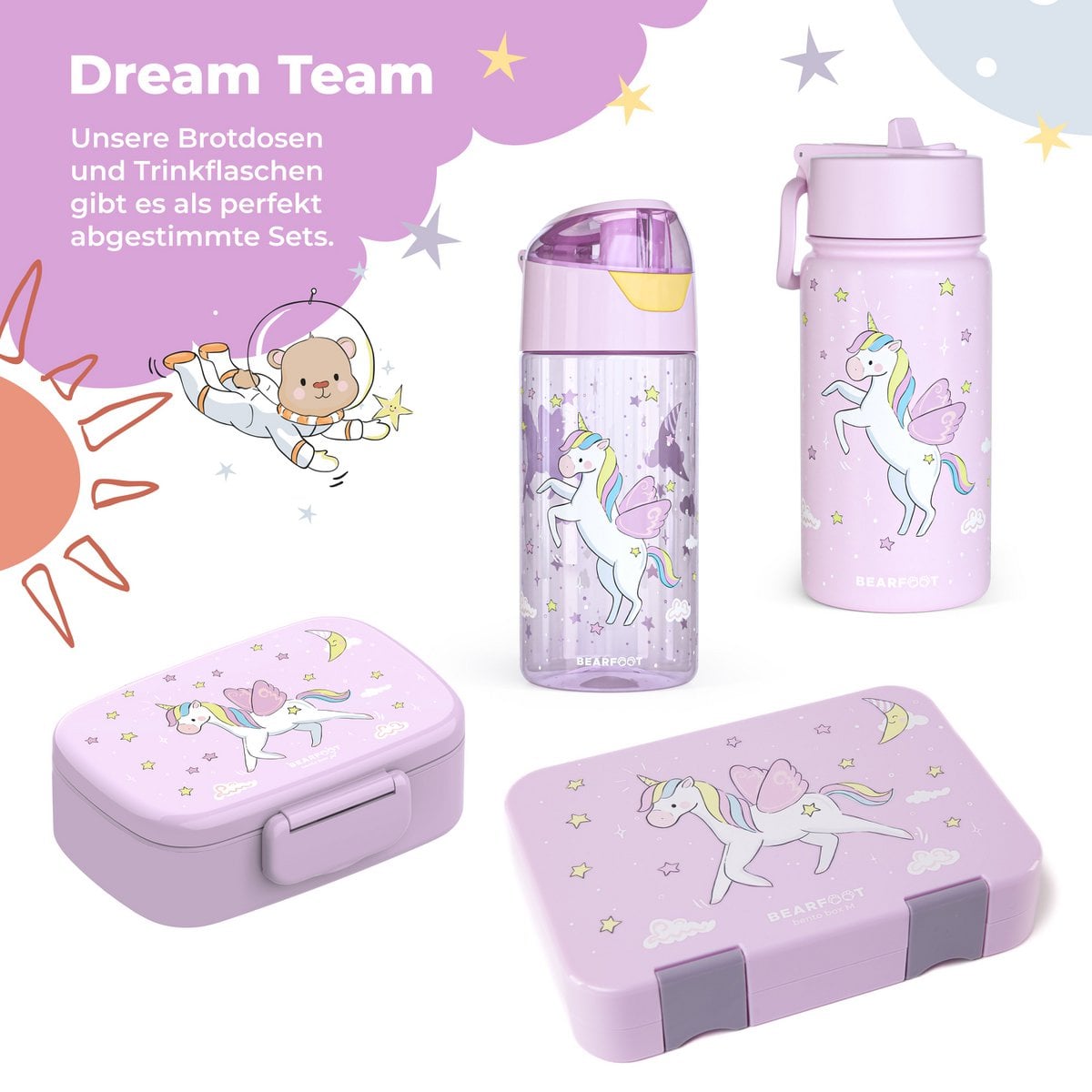 Thermo kinderdrinkfles RVS - eenhoorn paars Joy&Bloom