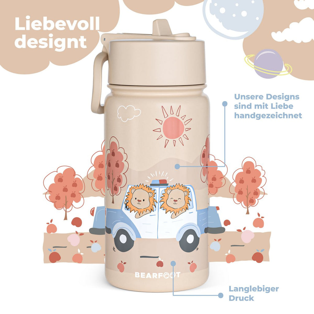 Thermo kinderdrinkfles RVS - politie bruin Joy&Bloom