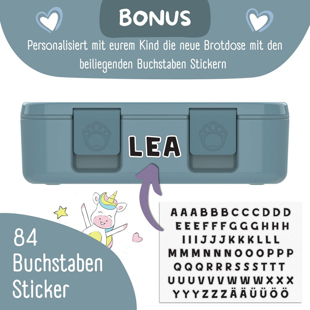 Lunchbox  kan met compartimenten, licht en lek - berenblauw