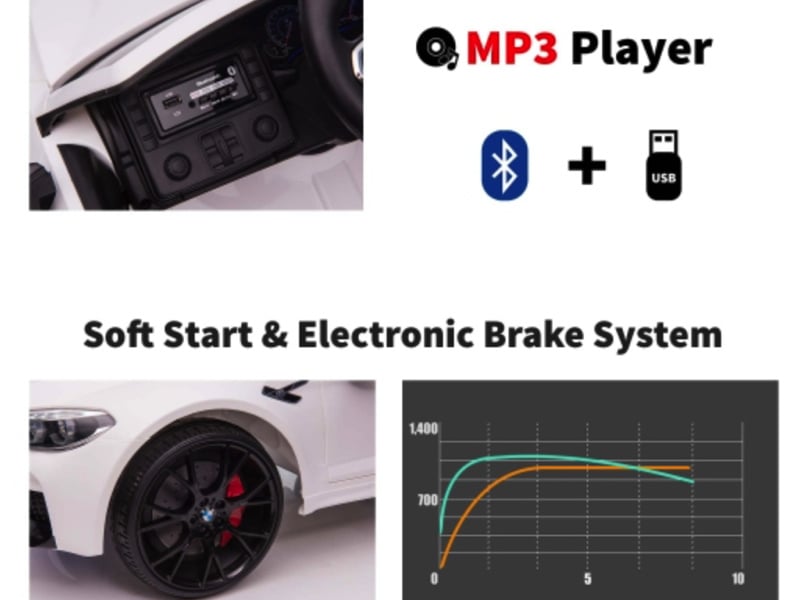 Bmw M5,Lithium, Leder Zitje, Rubberen Banden, Kinder Accu Auto! Kinderauto's Joy&Bloom