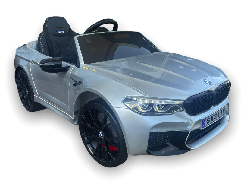 Bmw M5,Lithium, Leder Zitje, Rubberen Banden, Kinder Accu Auto! Kinderauto's Joy&Bloom