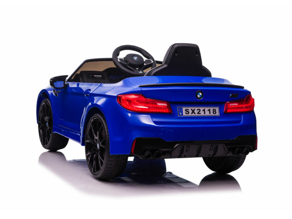 Bmw M5,Lithium, Leder Zitje, Rubberen Banden, Kinder Accu Auto! Kinderauto's Joy&Bloom