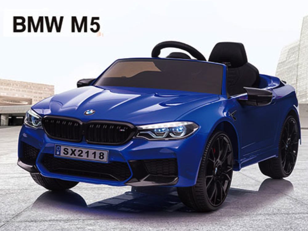 Bmw M5,Lithium, Leder Zitje, Rubberen Banden, Kinder Accu Auto! Kinderauto's Joy&Bloom