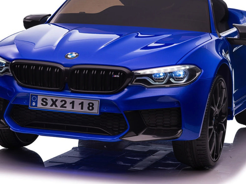 Bmw M5,Lithium, Leder Zitje, Rubberen Banden, Kinder Accu Auto! Kinderauto's Joy&Bloom